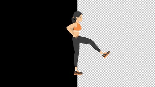 2D Flat Design Woman Doing Side Leg Lift Exercise Animation