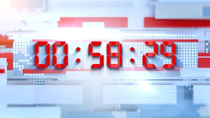 Digital Countdown Timer with Futuristic Red and White Broadcast ...