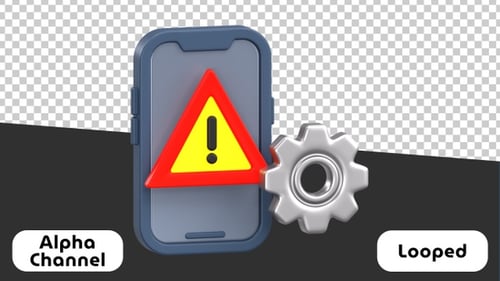 3D Mobile Phone System Alert Animation | Alpha Channel