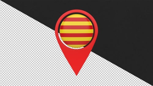 Ortsschild mit Flagge Kataloniens - 4K