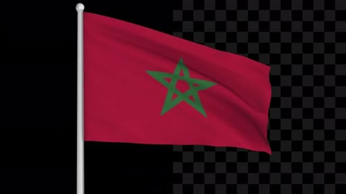 Seamless Loop Moroccan Flag Waving with Alpha Channel