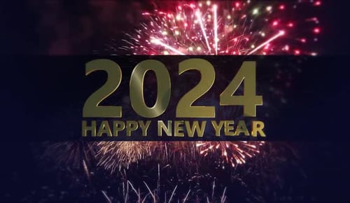 New Year Countdown Gold Numbers with Fireworks