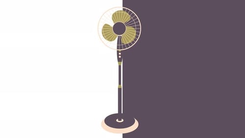 Animated Pedestal Fan with Spinning Blades and Oscillation