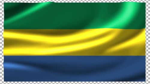 Waving Gabon National Flag Realistic Loopable Animation