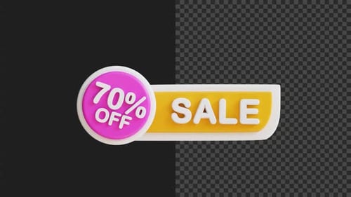 70% Off Sale Text Reveal with Modern 3D Badge