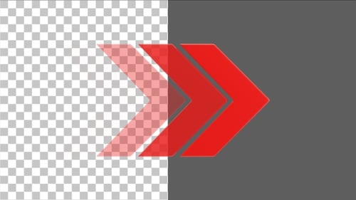 3D Dynamic Red Glowing Chevron Transition Element | Alpha Channel