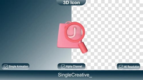 3D-Icon-Tasche mit Vergrößerungsanimation