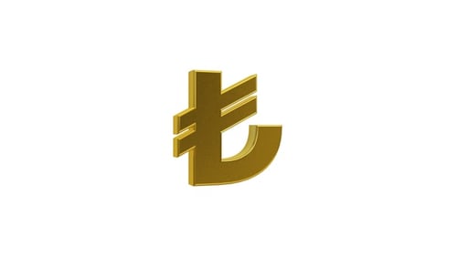 Golden Turkish Lira Currency Symbol 3D Animation