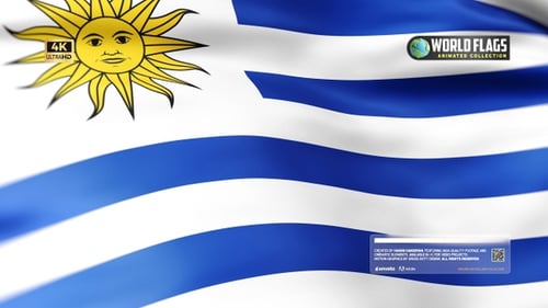 Realistic Waving Uruguay Flag Seamless Loop