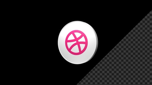 3D Basketball Icon Button Drop Logo Reveal