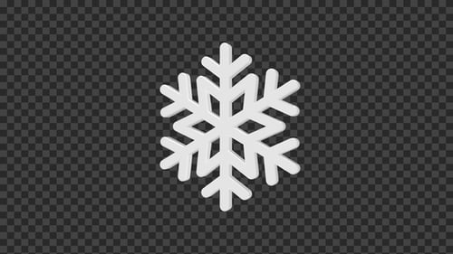 White 3D Snowflake Rotation Loop Animation