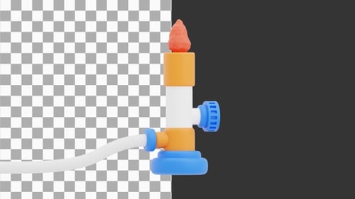 3D Animation of Bunsen Burner as a Fundamental Tool in Chemistry | Alpha Channel