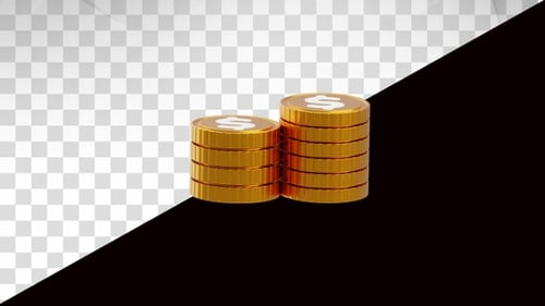 3D animation of Glitched portrait with coins and social media overlay