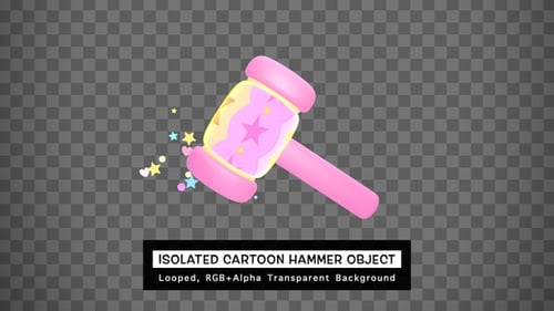Animated Cute Magic Hammer Emitting Stars and Hearts