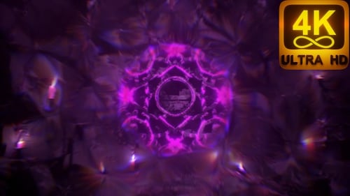 Kronenchakra, Lotusblume, antikes Symbol, violettes AUM-Energie, Reiki-Flow, 3D-Hintergrund, VJ Loop, 120 Schläge pro Minute