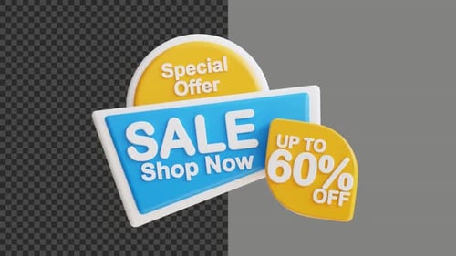 3d Sale Shop Now 60 Percent Animation