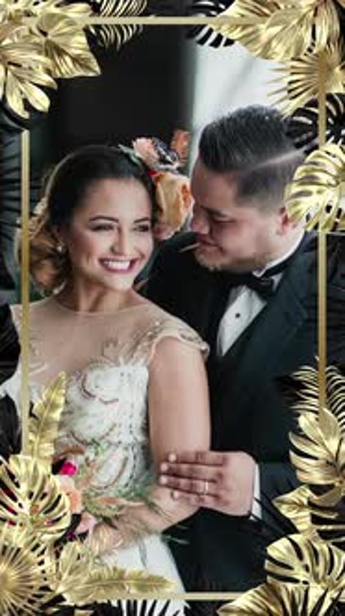 Elegant Golden Leaves Vertical Frame Reveal