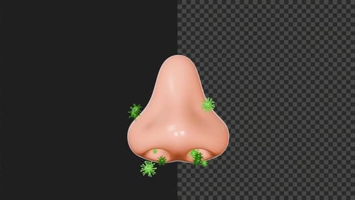 3D Cute Stylized Nose Disease Animation | 4K | Alpha Channel | Transparent | 6s