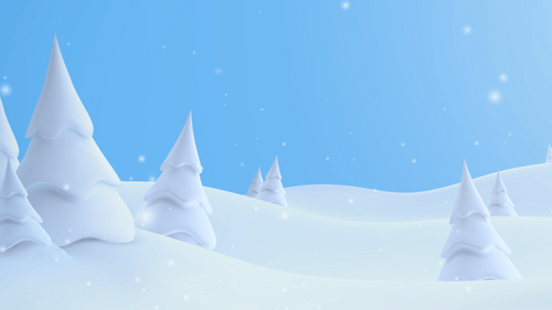 Winter Landscape Background with Stylized Snow-Covered Evergreen Trees