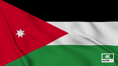 Jordan Flag Waving Loop with Realistic Fabric Texture