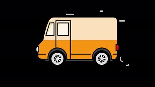 Delivery car icon animation 2d transparent background and alpha channel
