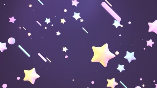 Abstract Looping Background of Soft Pastel 3D Stars and Geometric Shapes