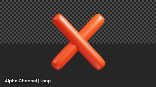 3D Cross Mark Animation | Alpha Loop
