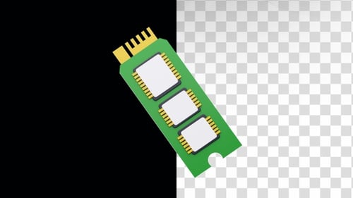 3D Animation of Ssd Card. Computer Hardware Part