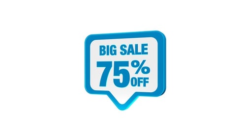 Animated 3D Sale Discount Text Bubble 75% Off