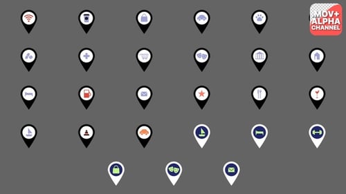 Animated Map Location Icons and Pointer Pack