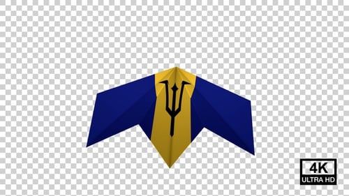 Papierflugzeug von Barbados Flagge