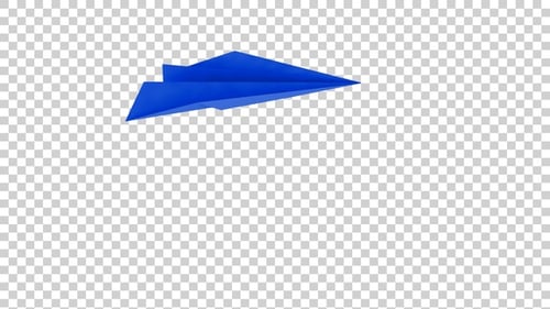 Blue Origami Paper Airplane Flying Animated Transition