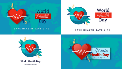 World Health Day Medical Awareness Animation with Heartbeat and Global Map Design