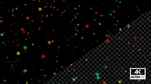 Colorido cielo nocturno, estrellas centelleantes, fondo particular, bucle alfa