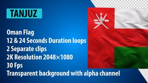 Realistic Waving Oman Flag Loop with Alpha Channel