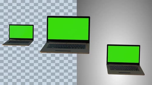 Realistic 3D Laptop Mockup green screen animation with Alpha