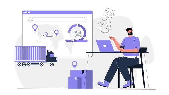 Goods Delivery To Retail Store Distribution Flat Vector Design ...