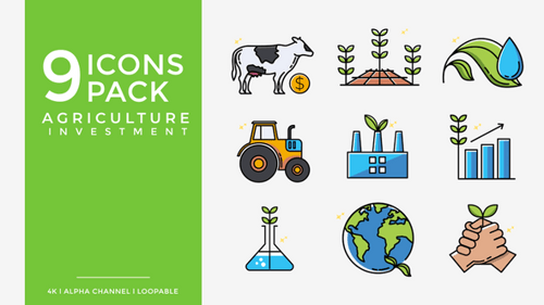 Animated Agriculture and Environmental Investment Icons Pack