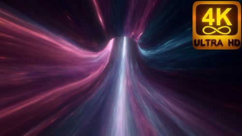 Fond d'
hyperespace abstrait. Vitesse de la lumière, néons, rayons lumineux et étoiles, trou de ver en boucle fluide