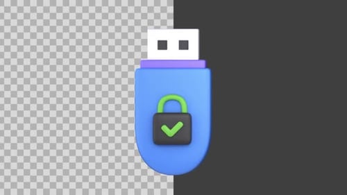 Animiertes 3D-USB-Stick-Sicherheitssymbol