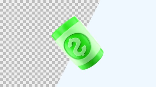 Rotating Green Money Roll with Dollar Sign 3D Animation