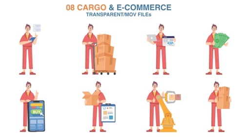 Flat Design E-commerce And Cargo Delivery Character Animations