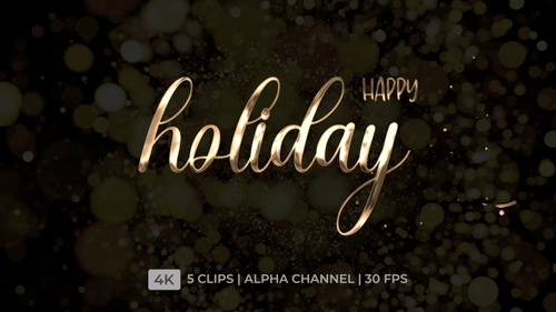Animated Happy Holiday Metallic Script Text Reveal Pack