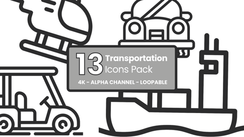 Animated Transportation Line Icons Pack