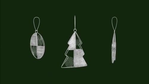 Rotating Wireframe Christmas Ornaments Set