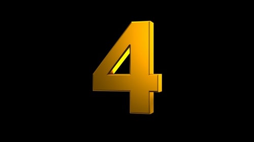 Rotating Gold 3D Number Four Animation