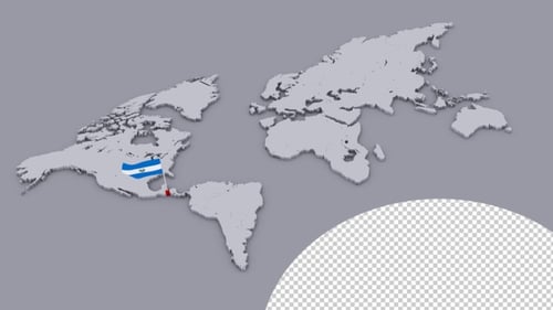 Animated 3D World Map with El Salvador Flag