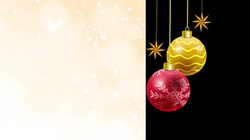 Swaying Christmas Ornaments with Golden Stars and Bokeh Background