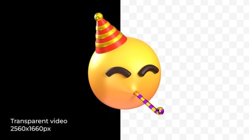 Animated 3D Emoji Blowing Party Horn