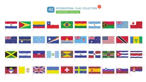 Animated Waving International Flags Collection